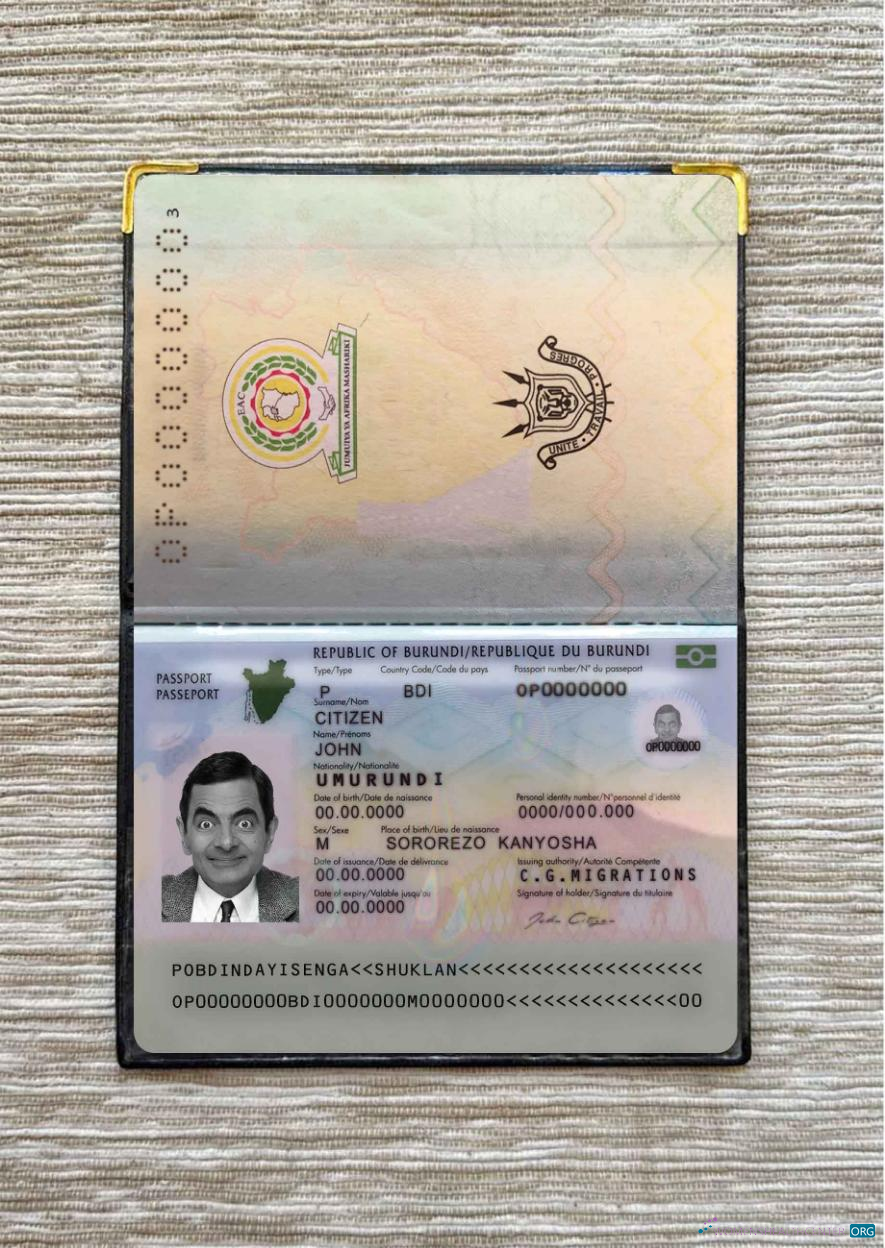 Download Burundi passport (2019 present) photo look Photoshop template